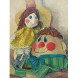 AUDREY S. HAMMOND. ARR. DOLLS, SIGNED, OIL ON BOARD. 65 x 55cms