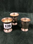 A FRENCH SILVER KIDDUSH CUP BY PUIFORCAT, PARIS, DISCHARGE MARKS, WITH GADROONED FOOT RIM. H 5cms.
