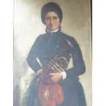 E. K. BROWNE, (19th C. ENGLISH SCHOOL) PORTRAIT OF A LADY HOLDING A TRUMPET IN A SALVATION ARMY BAN