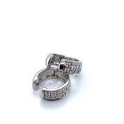 A PAIR OF 18ct WHITE GOLD HALLMARKED DIAMOND SET HUGGIE HOOP EARRINGS, STAMPED ILIANA. WEIGHT 5.
