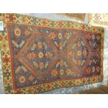 AN ANTIQUE TURKISH TRIBAL RUG 188 x 139 cm TOGETHER WITH AN ANTIQUE PERSIAN RUG 171 x 109 (2)