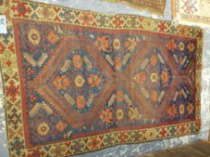 AN ANTIQUE TURKISH TRIBAL RUG 188 x 139 cm TOGETHER WITH AN ANTIQUE PERSIAN RUG 171 x 109 (2)