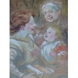 ATTRIBUTED TO JEAN GABRIEL SALA (1867-1918) THE FAVOURITE CHILD, WATERCOLOUR. 52 x 33cms