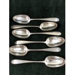 A SET OF SIX GEORGE III  SILVER TABLE SPOONS, POSSIBLY BY ROBERT SWAN OR ROBERT SMEATON EDINBURGH