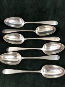 A SET OF SIX GEORGE III  SILVER TABLE SPOONS, POSSIBLY BY ROBERT SWAN OR ROBERT SMEATON EDINBURGH