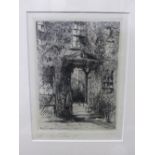 FOUR 20th C. PENCIL SIGNED ETCHINGS OF DOORWAYS BY DIFFERENT HANDS, INCLUDES WORK BY EDWARD