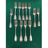 A SET OF TWELVE GEORGE IV FIDDLE PATTERN TABLE FORKS BY BARBER AND NORTH, YORK 1835/6, EACH