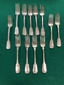 A SET OF TWELVE GEORGE IV FIDDLE PATTERN TABLE FORKS BY BARBER AND NORTH, YORK 1835/6, EACH