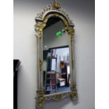 A FRENCH STYLE PAINTED FRAME WALL MIRROR