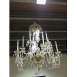 THREE LARGE MUTLI LIGHT GLASS CHANDELIERS