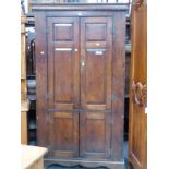 AN 18th CENTURY AND LATER OAK HALL CABINET WITH PANELLED DOORS. H 197 X W 115 X D 54cms.