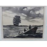 GORDON GRANT (1875-1962) THE FISHING DORY, PENCIL SIGNED LITHOGRAPH. 26 x 32cms