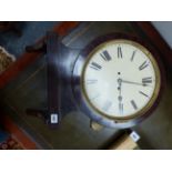 AN EARLY 19TH CENTURY MAHOGANY AND CHEVRON BANDED BRACKETED WALL CLOCK WITH TWIN FUSEE BELL STRIKE