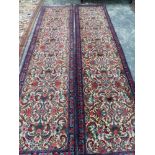 A PAIR OF GOOD QUALITY PERSIAN TABRIZ RUNNERS 385 x 92 cms (2)