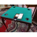 A MONOMARK BOMBAY-DE-LUXE FOLDING GAMES TABLE WITH FOUR DOORS IN THE BAIZE TOP OPENING ONTO