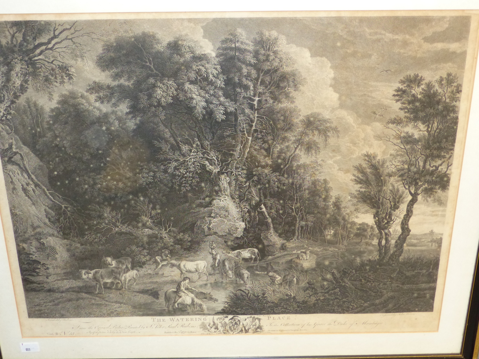 AFTER RUBENS. AN ANTIQUE FOLIO PRINT "THE WATERING PLACE". 48 x 59cms TOGETHER WITH ANOTHER - Image 3 of 5