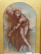 LATE 19th CENTURY ENGLISH SCHOOL, A STUDY OF A CLASSICAL POSED NUDE FIGURE, OIL ON CANVAS IN A