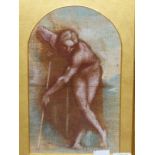 LATE 19th CENTURY ENGLISH SCHOOL, A STUDY OF A CLASSICAL POSED NUDE FIGURE, OIL ON CANVAS IN A