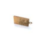 A VINTAGE 9ct GOLD SPECIMEN HALLMARK INGOT PENDANT. DATED 1980, SHEFFIELD. WEIGHT 9.5grms.