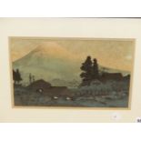 TAKAHASHI SHOTEI (1871-1945) MT. FUJI COLOUR WOODBLOCK PRINT. 22.5 x 36cms