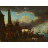 AFTER CARLE VERNET (1714 - 1789) THE SMUGGLERS OIL ON PANEL 32 x 38 cms