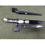 BRITISH NO. 7 MKI KNIFE BAYONET, TOGETHER WITH A NO.4 MKII SPIKE BAYONET, BOTH WITH SCABBARDS AND