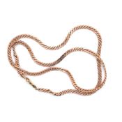 A FLAT LINK CURB NECKLACE. UNHALLMARKED, ASSESSED AS 9ct GOLD. LENGTH 47cms. WEIGHT 9.7grms.
