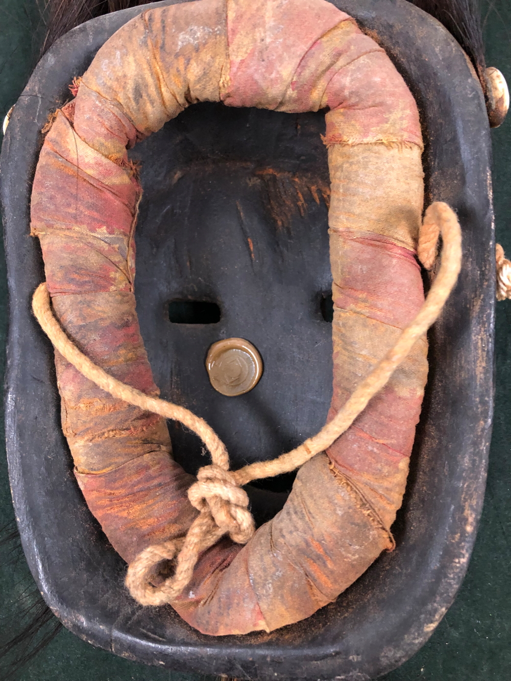 THREE NEPALESE CARVED WOODEN MASKS TOGETHER WITH A YAO WOODEN MASK, THE LARGEST MOUNT WITH HAIR - Image 16 of 18