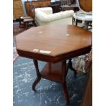 A VICTORIAN WALNUT TWO TIER OCCASIONAL TABLE. H 72 X W 66 X D 66cms.