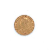 A 22ct GOLD VICTORIAN FULL SOVEREIGN COIN, DATED 1901.