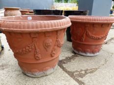 A PAIR OF TERRACOTTA TERRACE URNS