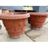 A PAIR OF TERRACOTTA TERRACE URNS