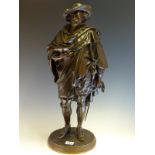 JEAN-JULES SALMSON (1823-1902), A BRONZE FIGURE OF PETER PAUL RUBENS STANDING HOLDING A BOOK TO