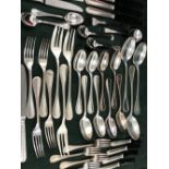 A CHRISTOFLE STERLING THREAD PATTERN PART CUTLERY SERVICE, COMPRISING: EIGHT STEEL BLADED TABLE