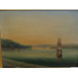 19th CENTURY ENGLISH SCHOOL PAIR OF RIVERS LANDSCAPES OIL ON BOARD 23 x 28 cm DECORATIVE GUILT F