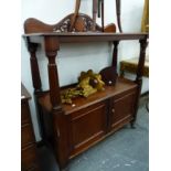 A VICTORIAN MAHOGANY TWO TIER BUFFET. H 120 X W 103 X D 43cms.