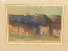 TOM GARRETT (1879-1952) IDLE DAY, PENCIL SIGNED COLOUR MONOTYPE PRINT. 23 x 30cms