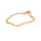 A HALLMARKED 9ct GOLD T-BAR AND CURB CHAIN WATCH ALBERT. LENGTH 19cms. WEIGHT 7.97grms.