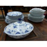 A ROYAL COPENHAGEN FLOWERING ONION PATTERN BLUE AND WHITE PART BREAKFAST SET