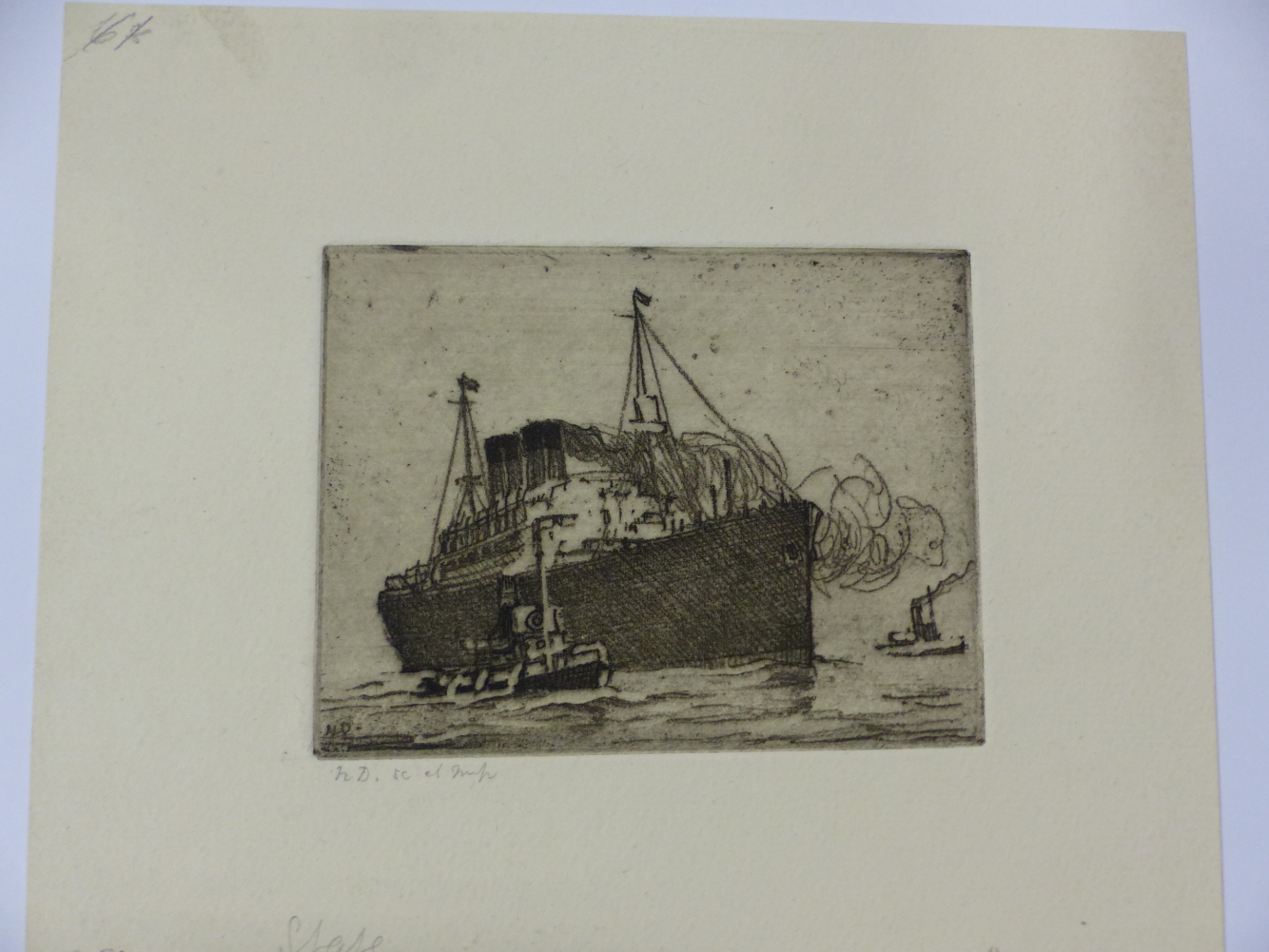 A SMALL GROUP OF 20th C. ETCHINGS BY VARIOUS HANDS OF MARITIME SUBJECTS. INCLUDES EARL HORTER ( - Image 8 of 9