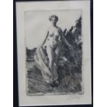 ANDERS ZORN (1860-1921) SUMMER, PENCIL SIGNED ETCHING. 22 x 15cms