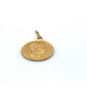 AN AUSTRIAN 1892 22ct GOLD, 20 FRANCS / 8 FLORIN COIN. WEIGHT 6.8grms.