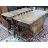 TWO 18th CENTURY OAK GATE LEG COTTAGE TABLES.