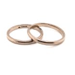 TWO 18ct WHITE GOLD HALLMARKED WEDDING RINGS. FINGER SIZE X AND Z. GROSS WEIGHT 8.75grms.