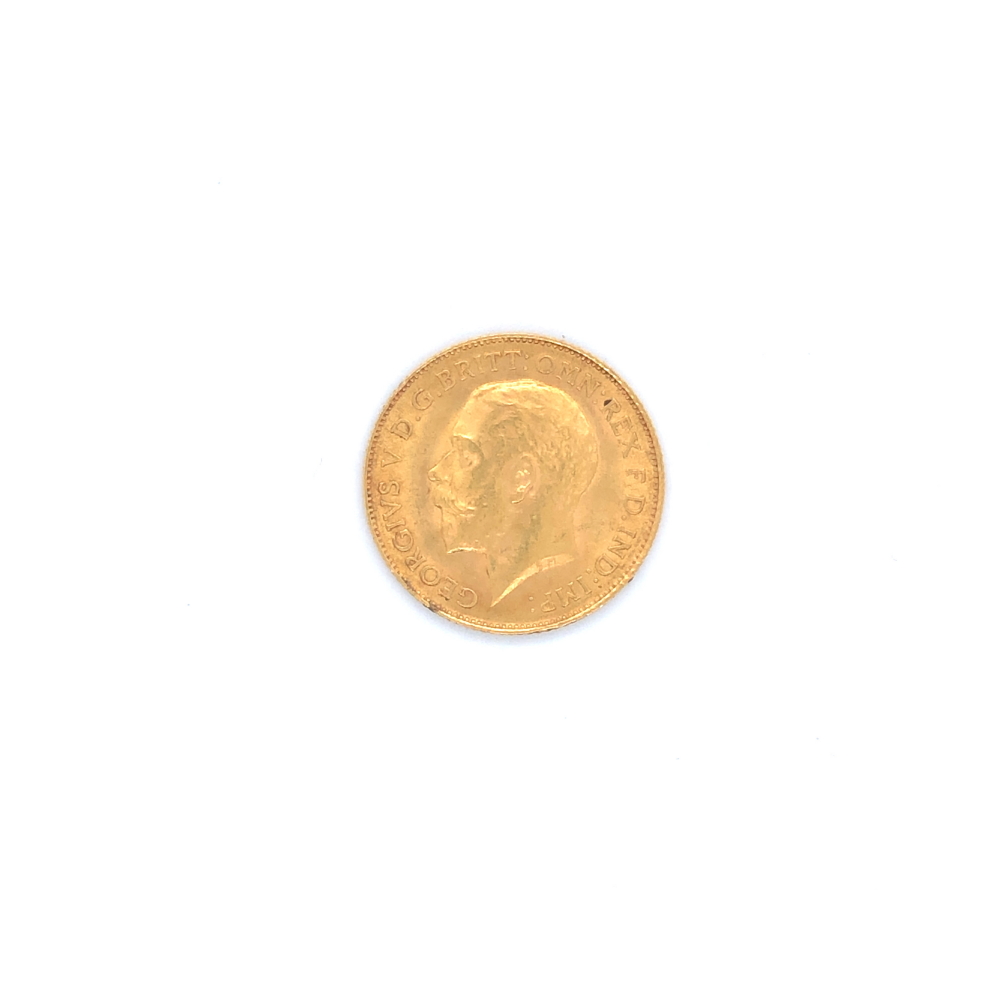 A 22ct GOLD HALF SOVEREIGN COIN, DATED 1915. - Bild 3 aus 3