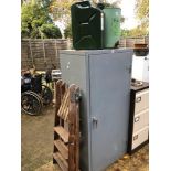 A LARGE STEEL CABINET (NO KEY)