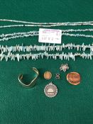 THREE VARIOUS ROWS OF AMAZONITE BEADED NECKLACES, TOGETHER WITH A JORGEN JENSEN PEWTER PENDANT, A