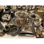 ELECTROPLATE: CUTLERY, TEA, COFFEE, SERVING VESSELS, CANDLESTICKS, TOAST RACKS, CENTRE PIECES, A