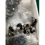 A LARGE QUANTITY OF COSTUME BEADS, JEWELLERY FINDINGS AND COMPONENTS FOR CRAFTING.