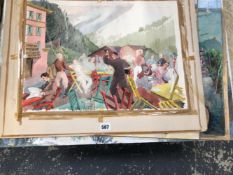 ATTWELL AND OTHER UNSIGNED WATERCOLOURS